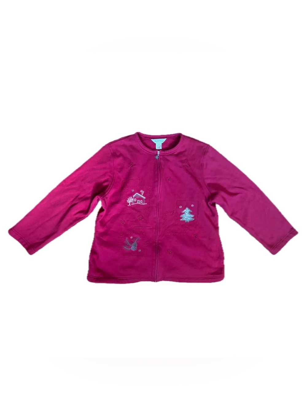 Vintage Northern Reflections Red Zip Up Christmas Sweatshirt Top Sz Large Y2K